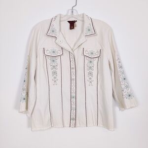 ATTITUDE Embroidered Floral Western Jacket - Women's Size Large Bohemian NEW